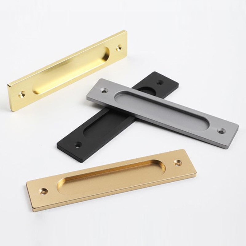 MiJunHD Recessed Sliding Door Pull, 2Pcs Rectangular Matte Gray 180