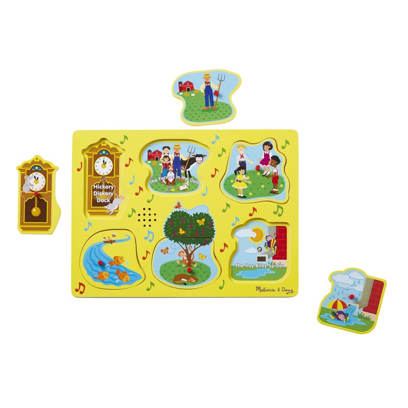 Melissa & Doug Rompecabezas de Madera con Clavijas, Sing-Along Nursery
