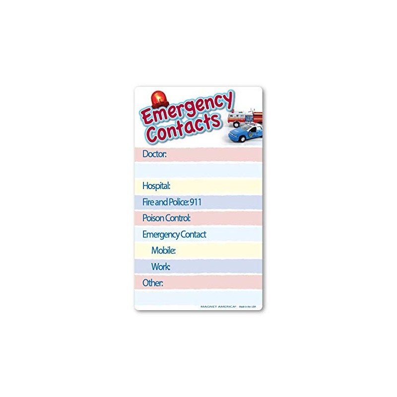 Emergency Contacts Memo Board Indoor Magnet by Magnet America is