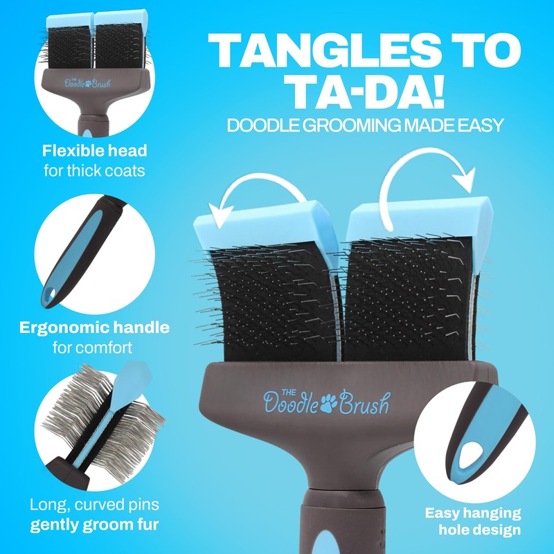 The Doodle Brush Slicker Brush for Dogs, Dual Head Flexible