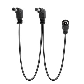 GELRHONR Daisy Chain Power Cable,1 to 2 Way Daisy Chain Cable Guitar Effect Pedal Power Supply Splitter Cable,DC5521 9V 2A Splitter Cord with Right Angle-1.8Ft