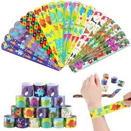 20Pcs Dinosaur Slap Bands Dinosaur Slap Bracelets Wristbands, Dinosaur Snap Bands Wristband Toys for Kids Boys Dinosaur Party Bag Fillers Classroom Prizes Party Favors Birthday Gift