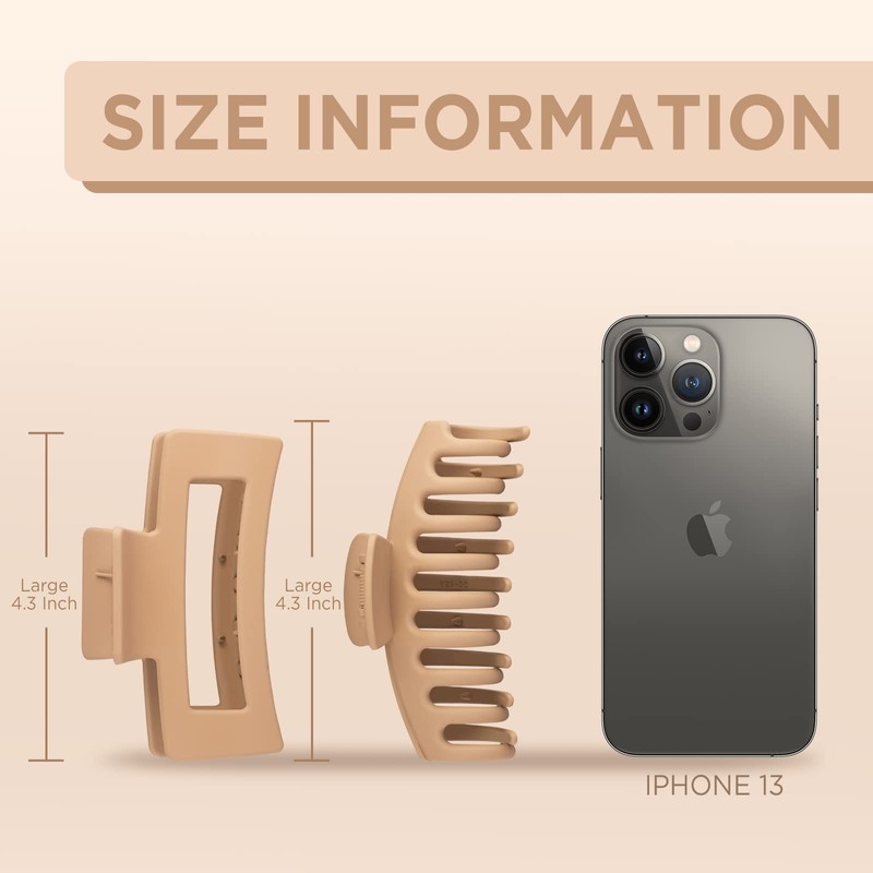 Wekin Large Hair Claw Clips, 8 Pack 4.3" Hair Clips