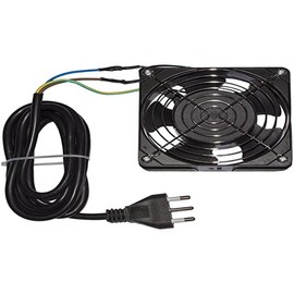 Link lkfan220 Fan 120 x 120 x 38 220 Volts with Cable 2 mt, Italian Plug with Grill, Black