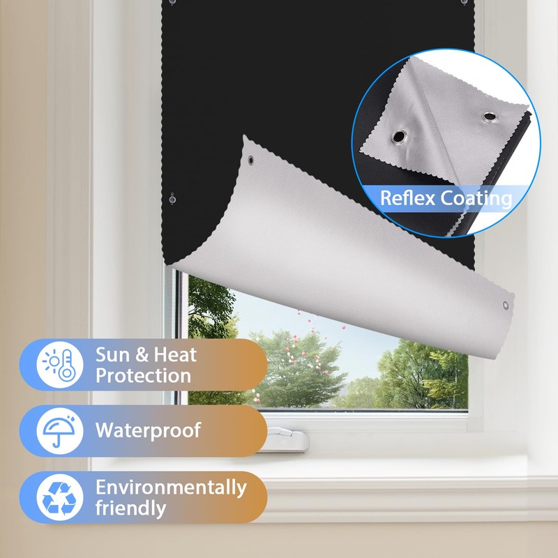 Roof Window Roller Blind, Blackout Thermal Sun Protection, Silver Coating,