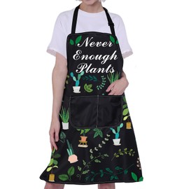 BNQL Plant Apron with Pockets Plant Lover Gifts Gardening Apron Never Enough Plants Cooking Kitchen Apron Gardening Lover Gifts (Plant Apron)