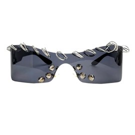 Dollger Y2K Punk Rock Sunglasses with Unique studded, Goth Steampunk Oversized Square Frame, Cool Festival Cosplay Eyewear for Women and Men