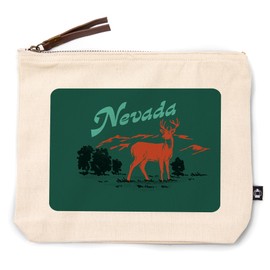 Lantern Press Nevada, Vintage Matchbook, Whitetail Deer, 100% Cotton Zipper Pouch, Travel Accessory, Go Bag