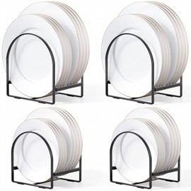 Delamu 4 Pack Plate Organizer for Cabinet Plate Rack Holder Dish Organizer