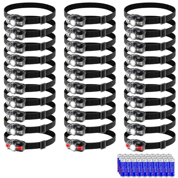 KunHe LED Headlamp 30 Pack Small HeadLamp with Red Light