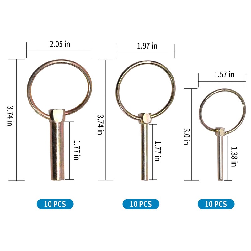 VIKKSAER 30PCS Lynch Pin Assortment Kit Linch Pin with Ring