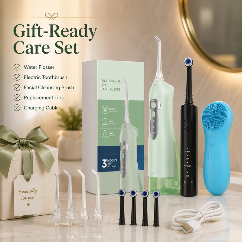 3-in-1 Oral Care Kit for Daily Hygiene – Rechargeable Water