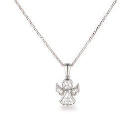 Schöner-SD Necklace with Pendant Small Angel 925 Silver Guardian Angel Pendant with Chain, Silver