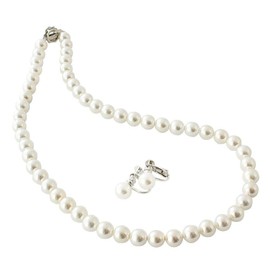 One & Only Jewellery 8 mm Shell Pearl Necklace and Earring Set