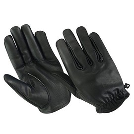 BOSmoto Leather Motorcycle Gloves Retro Old-School Cafe Racer Chopper Black, l, Black