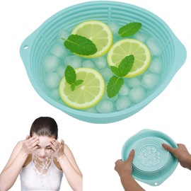 Foldable Silicone Face Ice Bath Bowl with Ice Grid, Portable Reusable Cold Plunge Washbasin for Home Travel Skin Tightening Pore Shrinking Glowing Skin(Green)