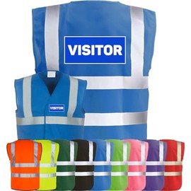 Corporate Togs VISITOR Printed Hi-Vis Safety Vest, Safety Apparel with 2 Band & Brace Reflective Strips, Fully EN471 Health & Safety Compliant | Protective Safety Wear