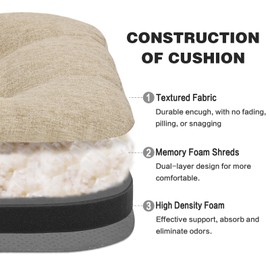 baibu Set of 2 Chair Pads for Dining Chairs, Dual-Layer Patent Design Memory Foam Chair Seat Cushions, Non-Slip Dining Chair Cushions with Ties, 16.5” x 16.5” x 3.5”, Beige