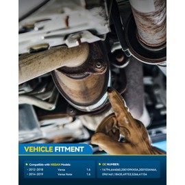 PHILTOP Front Catalytic Converter Kit Direct-Fit Compatible with Nissan Versa 1.6L 2012-2018, Versa Note 1.6L 2014-2017 Replace# 16794, 644060, 41154, Stainless Steel (EPA Compliant)