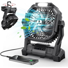 Portable Fan Rechargeable 20000mAh Cordless Battery Powered Camping Fan | with LED Lantern, Small Table Fan, USB Battery Operated Fans for Travel Bedroom
