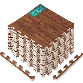 Yes4All EVA Interlocking Mats, Puzzle Floor Tiles, Foam Floor Padding with Border for Furniture, Home Space, Living Room, Garage 11,22,32 SQFT