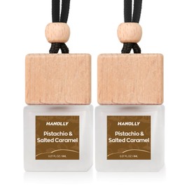 HANOLLY Car Air Freshener Hanging 2 Pack – Pistachio & Salted Caramel Car Essential Oil Diffuser Scent, Cute Car Air Fresheners for Women, 45+ Days Long Lasting Fragrance, Car Air Freshener Value Pack