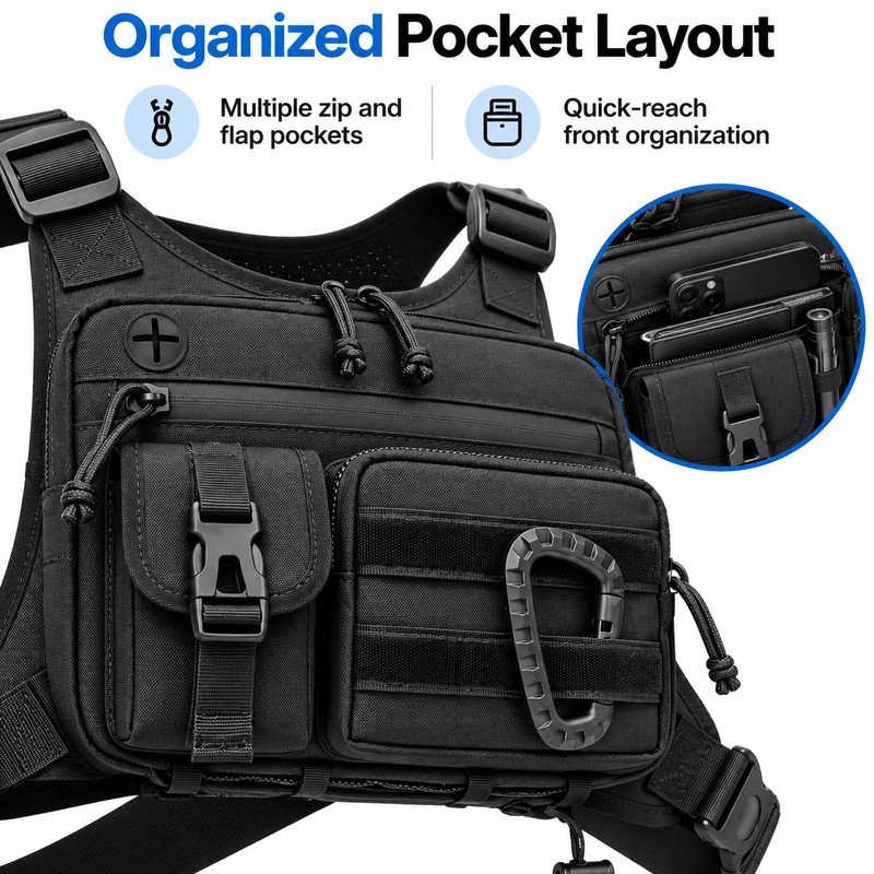 Men's Tactical Chest Bag for Outdoor Activities – Adjustable Shoulder