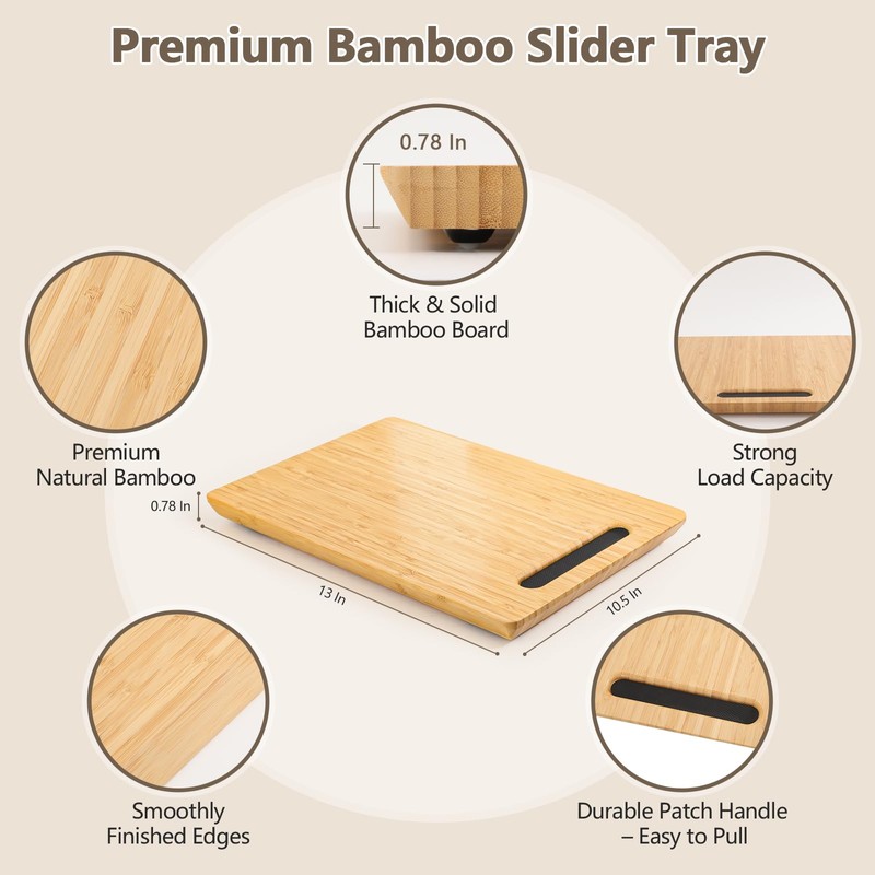 Fullin 360°Appliance Slider, Bamboo Sliding Tray for Coffee Maker, Appliance