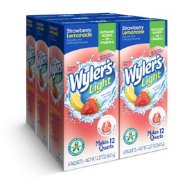 Wyler's Light Pitcher Packs, Water Drink Mix, Strawberry Lemonade, 6 Boxes (36 Pitcher Packets)