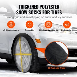 Happybuy Thickened Snow Tire Socks, Full Coverage Traction Covers for Car, SUV, Pickup, Truck (2-Pack, Large Size)