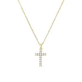 Symretie Cross Chain, Gold Necklace with Cross Pendant, Y Chain Fashion Jewellery, Stainless Steel