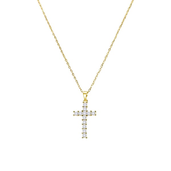 Symretie Cross Chain, Gold Necklace with Cross Pendant, Y Chain