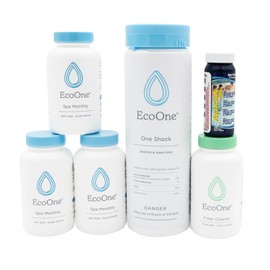 EcoOne | Hot Tub Chemical Maintenance & Supply Kit | Spa Shock, Conditioner & Purification Kit | Contains Oneshock Chlorine Granular, SPA Monthly Conditioner & Filter Cleanser | 3 Month Supply