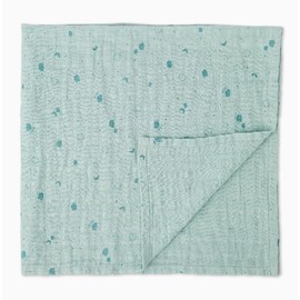 MORI Baby Boys and Girls Pre Washed Muslin Swaddle Cloth 75 x 75 cm in Mint - 100% Cotton Breathable Unisex Infant Receiving Blanket - Regular