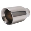Single Outlet Exhaust Tip Silver Stainless Steel Beveled Mouth Straight