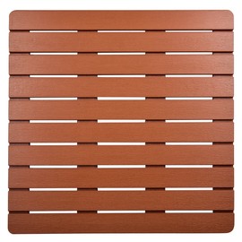 i frmmy Premium Large Bath Tub Shower Floor Mat Made of PS Wood- Suitable for Textured and Smooth Surface- Non Slip Bathroom mat with Drain Hole - 21.8" x 21.8" (Teak Color)