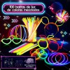 Pack de 100 Pulseras Neón Luminosas y Fluorescentes con Conectores