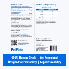 PetPlate Hip and Joint Soft Chews for Dogs, Organic and Human-Grade Ingredients, Mobility Support, Pet Supplies (Pack of 1, 9.8 Ounce)