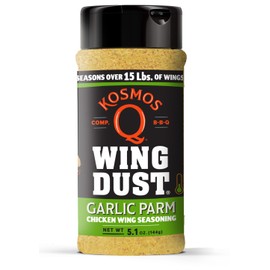 Kosmos Q Garlic Parmesan Wing Dust, Real Garlic & Parmesan Cheese Chicken Wing Seasoning Powder For Chicken, Fries, Popcorn & More, Dry Rub Dust, Great for Grilling & Smoking, 5.1 Oz Shaker Bottle