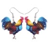 LONYOO Fun Rooster Chicken Earrings Dangle Jewelry Acrylic Floral Farm