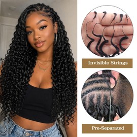 Feather Crochet Hair for Black Women 18 Inch 100 Strands, Pre Separated Invisible Micro Knots Crochet Hair with Thin Loop, Deep Wave Curly Feathered Tip Braids Extensions