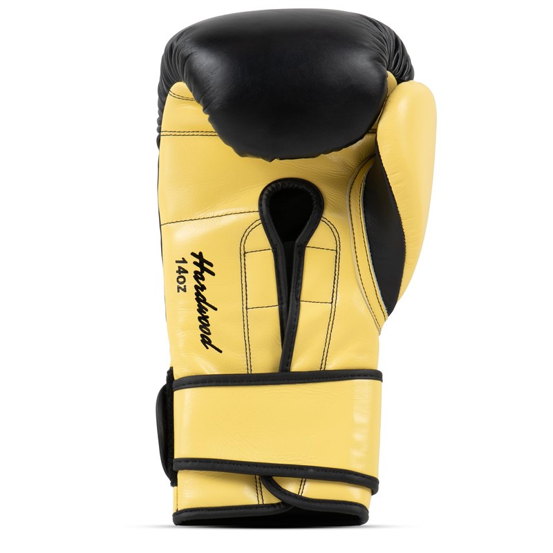 Benlee Hardwood Leather Boxing Gloves, 12 oz, Black/Yellow