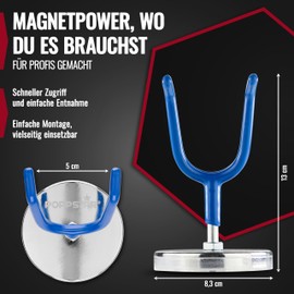 POPPSTAR magnetischer Werkzeughalter für Druckluftwerkzeuge mit gummierten Haken, hält bis zu 4,5 kg, blau