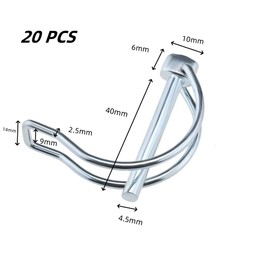 Folding Cotter Pins,20 PCS Shaft Locking Pin D Shape, D Shape Locking Pin Galvanised Carbon Steel Pipe Tube Linch Lynch Pin,PTO Pins,for Trailers Tractors Trucks Towing (4.5x40 mm)