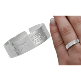 Ford Mustang 50th Anniversary Metal Chrome Plated Plated Unisex Ring Size Large