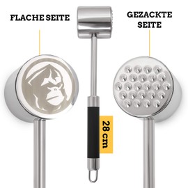 Mountain Grillers Meat Tenderiser Double-sided Stainless Steel Meat Hammer to Plate and Soften Meat - Meat Mallet for Schnitzel, Steaks and More - Rustproof, Dishwasher Safe