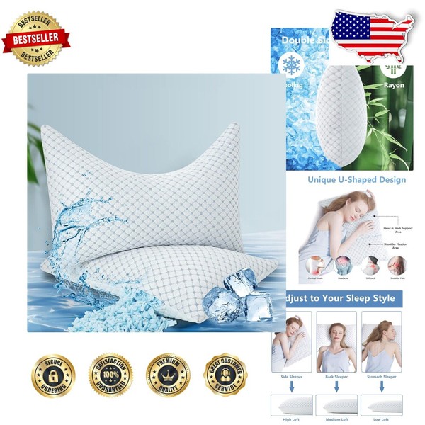 Premium Cooling Memory Foam Pillows - King Size, Dual-Sided Design