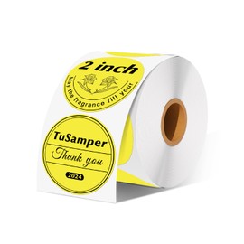 TuSamper - Etiquetas adhesivas redondas redondas de 2 pulgadas, etiquetas autoadhesivas multiusos, para diseño de logotipos, código QR, etiqueta de nombre, rollo de 500, color amarillo