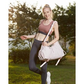 LOVEVOOK Gym Bag for Women, Sports Duffel Bag,Weekender Travel Bag With Wet Pocket, Water Resistant Sports Gym Tote Bags with Hidden Yoga Mat Holder-Pink