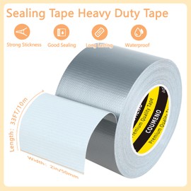 COUMENO Heavy Duty Single Side Duct Tape,2in x 33FT,Strong Adhesive High Strength,Versatile Mesh Adhesive Tape for Easy Sealing, Repairing and Bonding Indoors and Outdoors,Silver